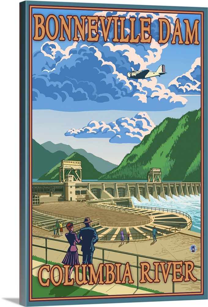 Bonneville Dam: Retro Travel Poster