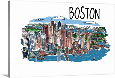 Boston, Massachusetts - Line Drawing