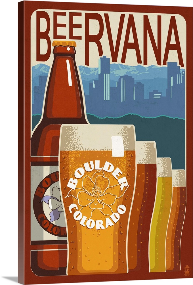 Boulder, Colorado - Beervana Vintage Sign: Retro Travel Poster