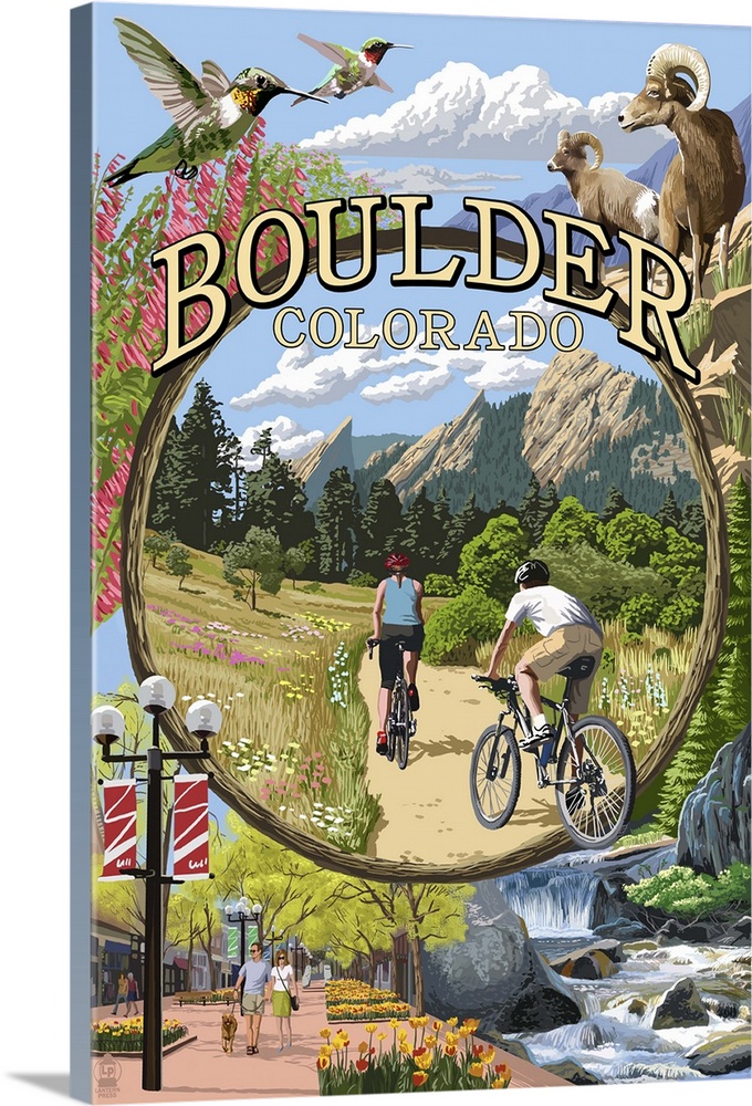 Boulder, Colorado - Montage Views: Retro Travel Poster