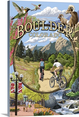 Boulder, Colorado - Montage Views: Retro Travel Poster