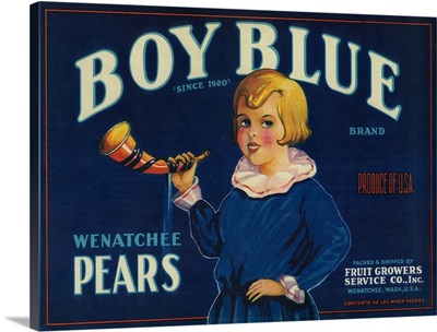 Boy Blue Pear Crate Label, Wenatchee, WA