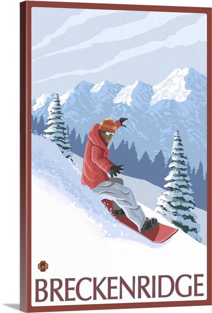 Breckenridge, CO - Snowboarder: Retro Travel Poster