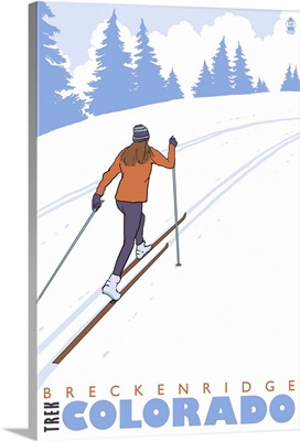 Breckenridge, Colorado - Cross Country Skier: Retro Travel Poster