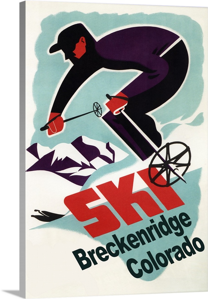 Breckenridge, Colorado - Retro Skier: Retro Travel Poster