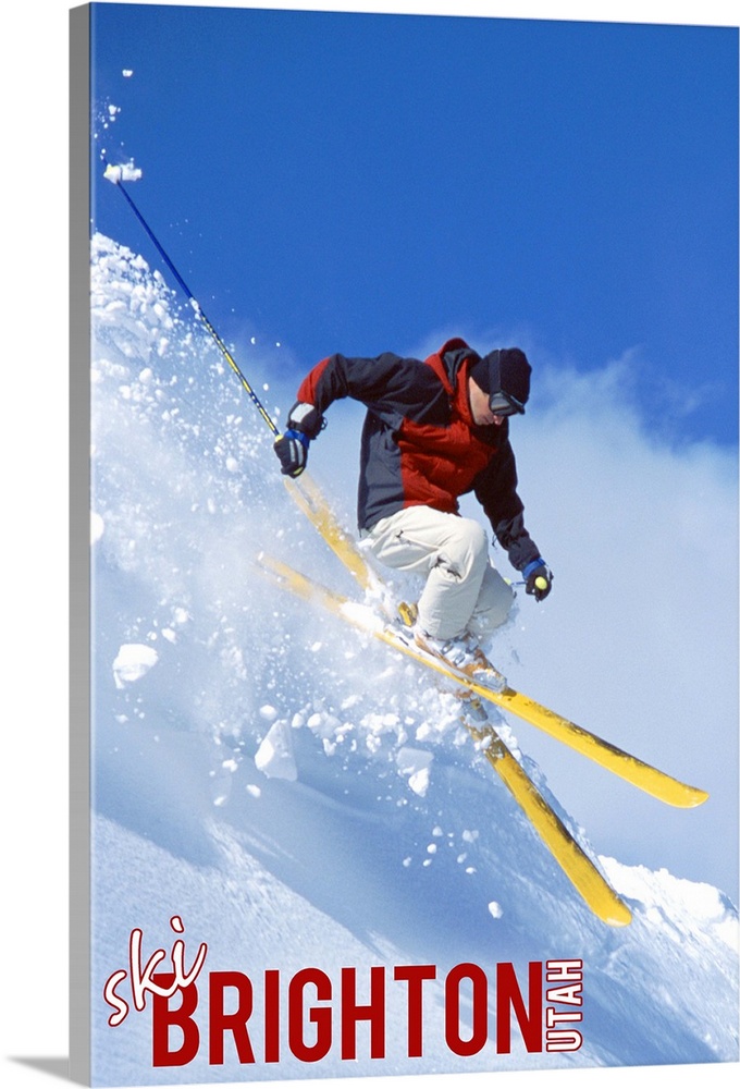 Brighton Resort, Utah - Skier: Retro Travel Poster