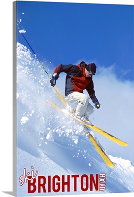 Brighton Resort, Utah - Skier: Retro Travel Poster