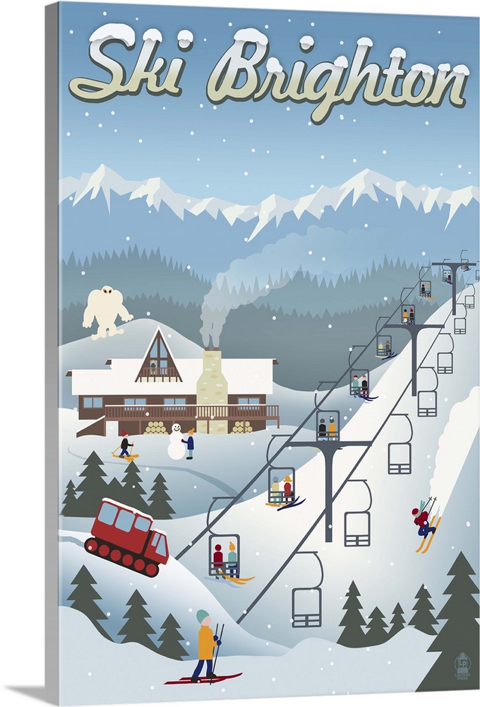 Brighton, Utah - Retro Ski Resort: Retro Travel Poster