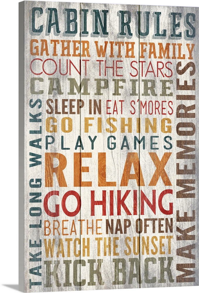 Cabin Rules Typography, Barnwood Painting