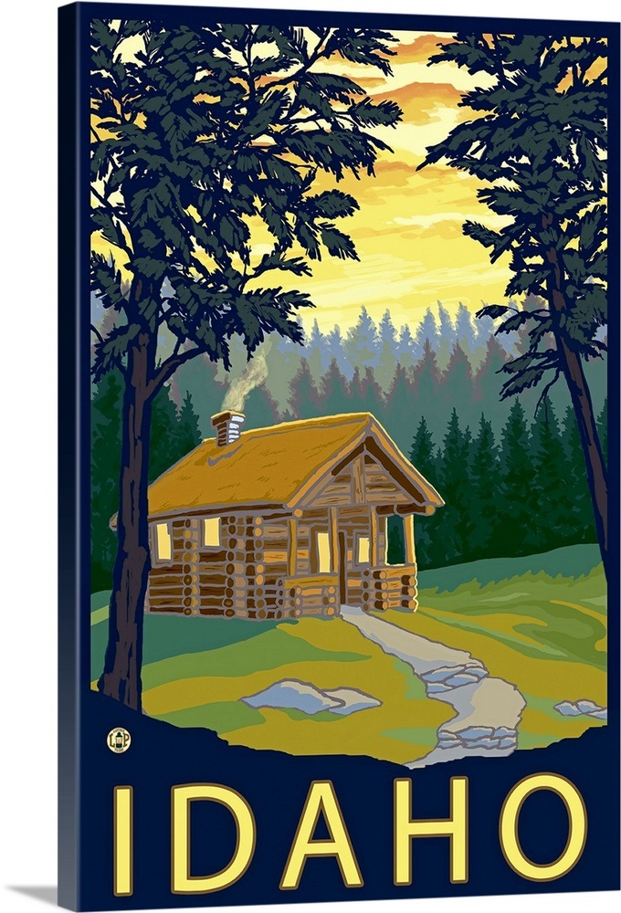 Cabin Scene Idaho Retro Travel Poster Wall Art, Canvas Prints, Framed Prints, Wall Peels