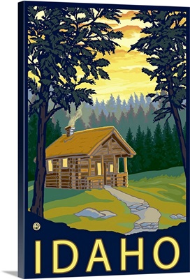 Cabin Scene - Idaho: Retro Travel Poster
