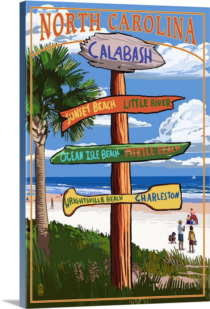 Calabash, North Carolina - Sign Destinations: Retro Travel Poster