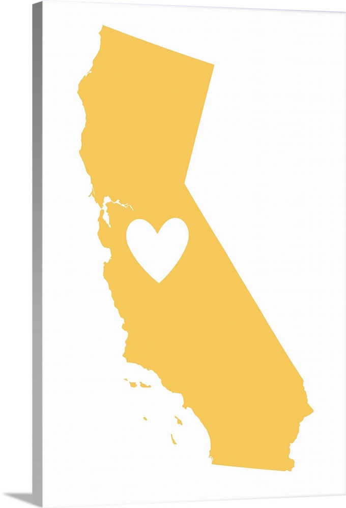 California, State Outline and Heart