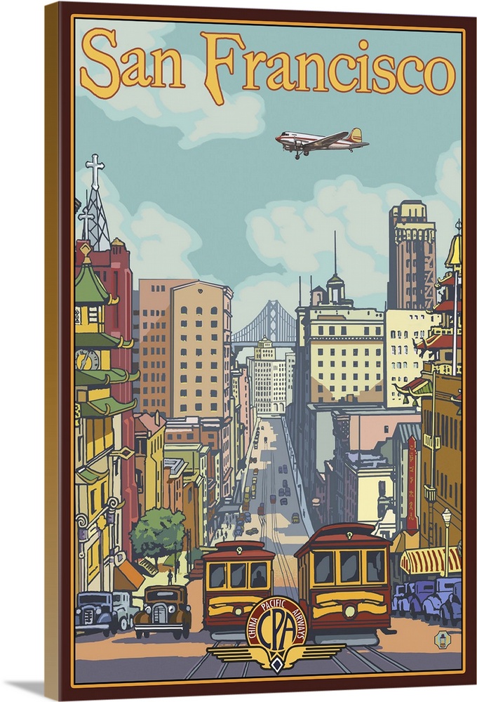 California Street - San Francisco, CA: Retro Travel Poster