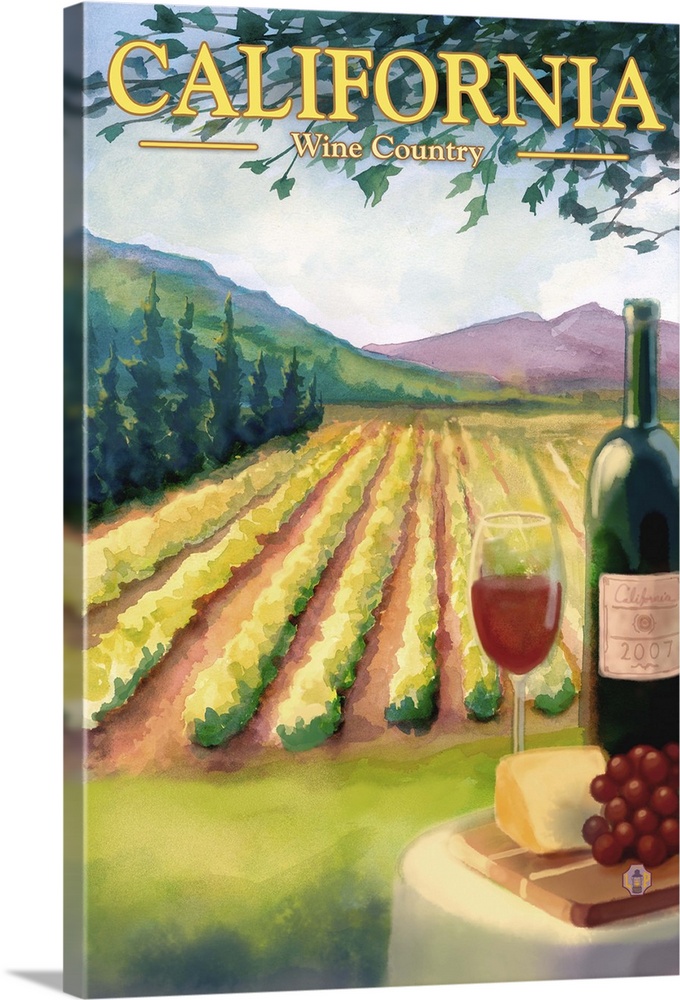 California Wine Country: Retro Travel Poster