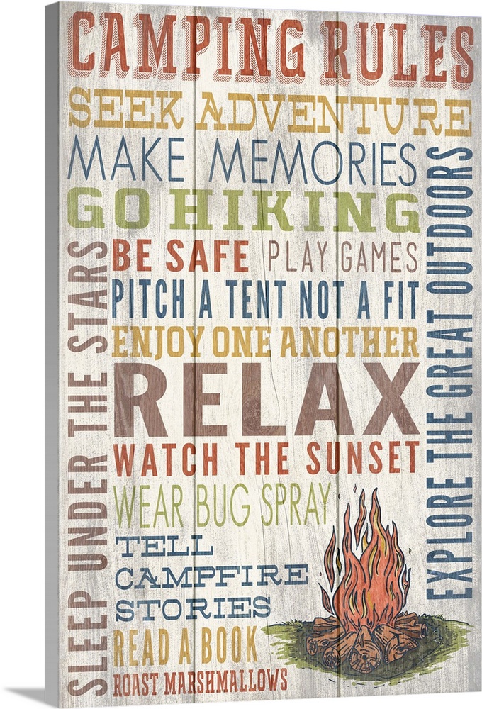 Camping Rules Typography