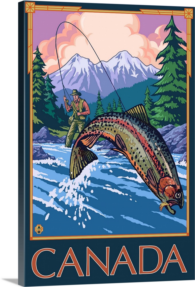 Canada - Angler: Retro Travel Poster