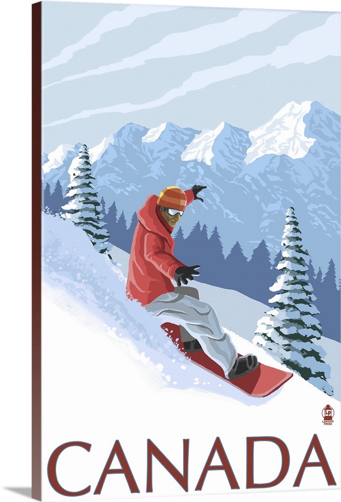 Canada - Snowboarder: Retro Travel Poster