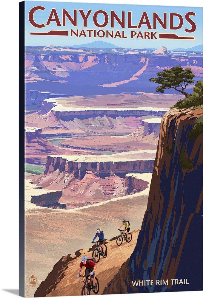 Canyonlands National Park, Utah - Conflunce and Bikers: Retro Travel Poster