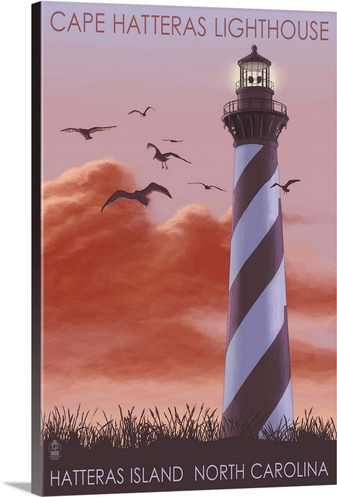 Cape Hatteras Lighthouse - North Carolina: Retro Travel Poster
