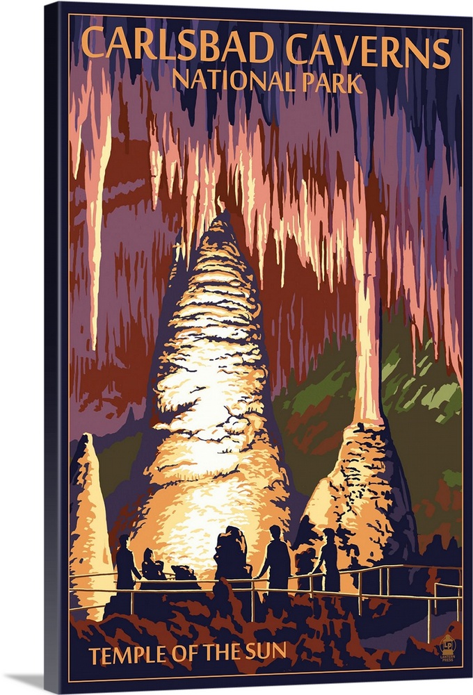 Carlsbad Caverns National Park, New Mexico - Temple of the Sun: Retro Travel Poster