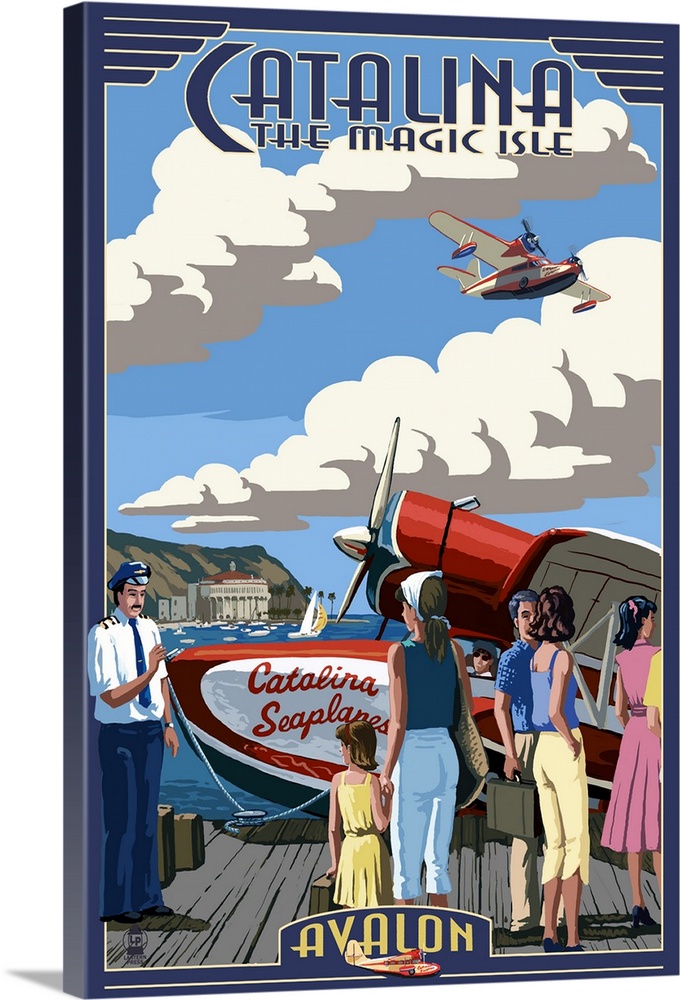 Catalina Island, California - Seaplane: Retro Travel Poster