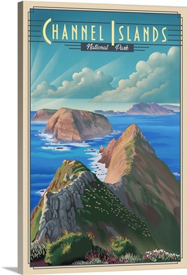 Channel Islands National Park, Island Landscape: Retro Travel Poster