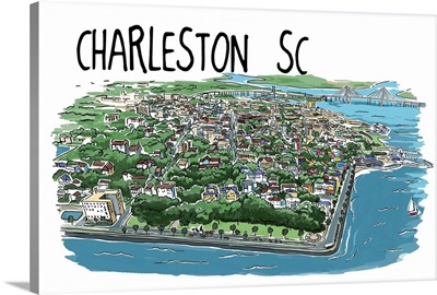 Charleston, South Carolina - Line Drawing