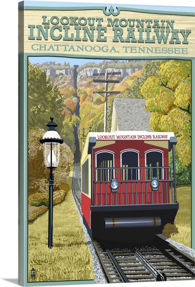 Chattanooga, Tennessee - Lookout Mountain Incline Railway: Retro Travel Poster
