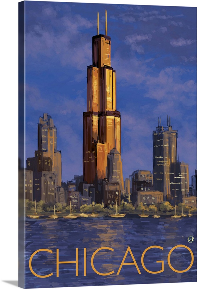 Chicago Skyline: Retro Travel Poster