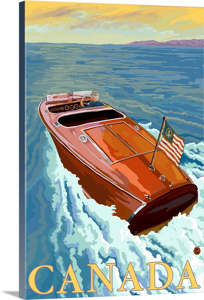 Chris Craft Boat - Canada: Retro Travel Poster
