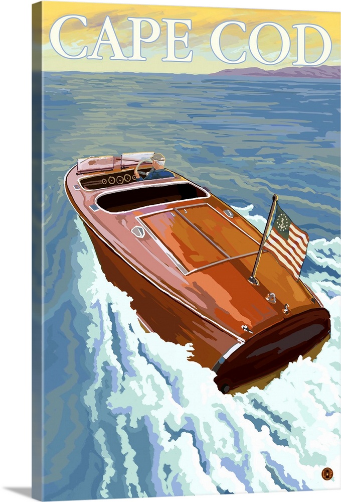 Chris Craft Boat - Cape Cod, MA: Retro Travel Poster