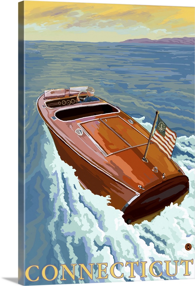 Chris Craft Boat - Connecticut: Retro Travel Poster