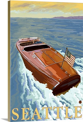 Chris Craft Boat - Seattle, WA: Retro Travel Poster