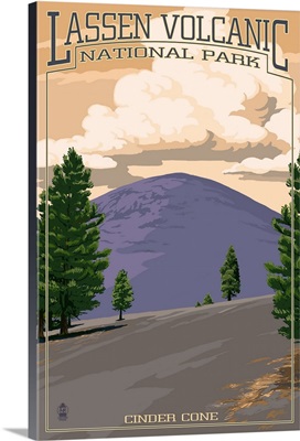Cinder Cone - Lassen Volcanic National Park, CA: Retro Travel Poster