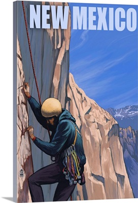 Cliff Climber - New Mexico: Retro Travel Poster