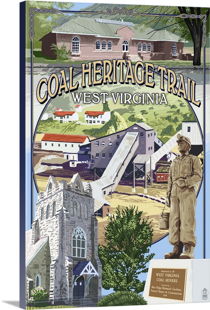 Coal Heritage Trail, West Virginia - Montage Scenes: Retro Travel Poster