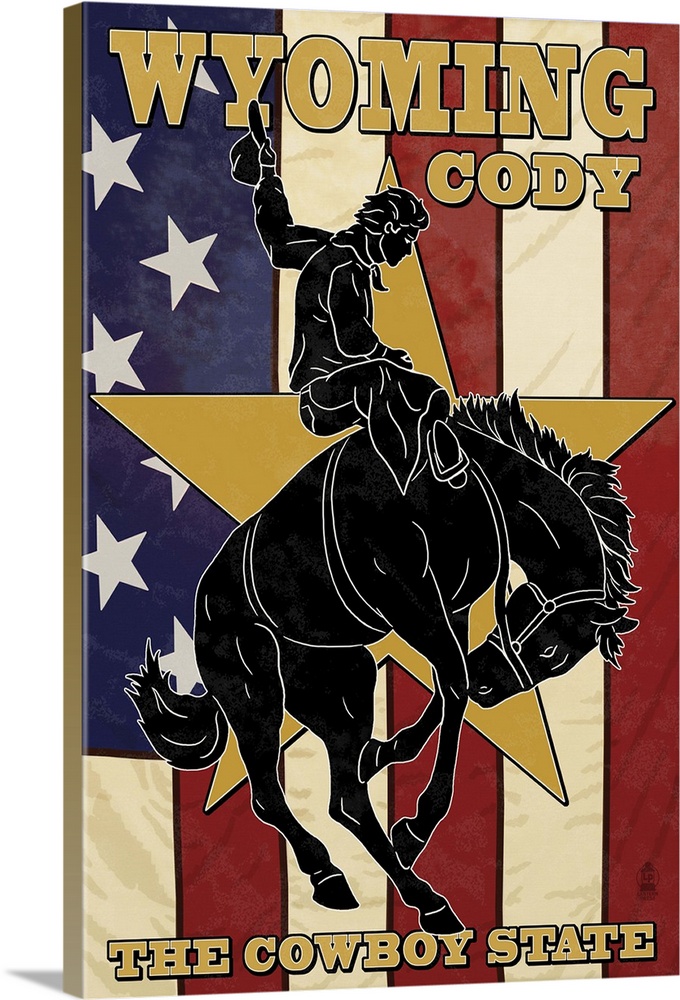 Cody, Wyoming Bucking Bronco: Retro Travel Poster