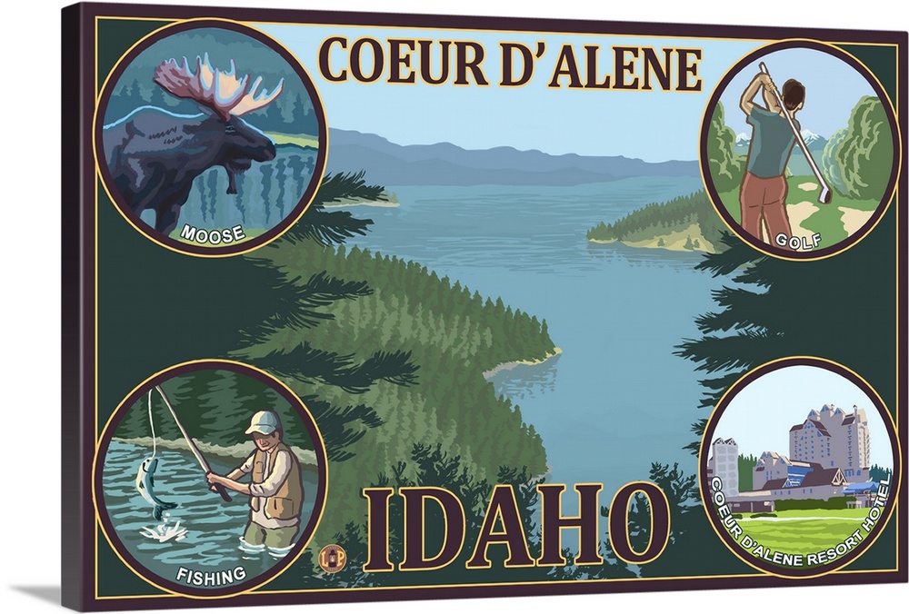 Coeur D' Alene, Idaho: Retro Travel Poster