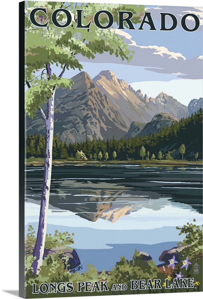 Colorado - Longs Peak and Bear Lake Summer: Retro Travel Poster