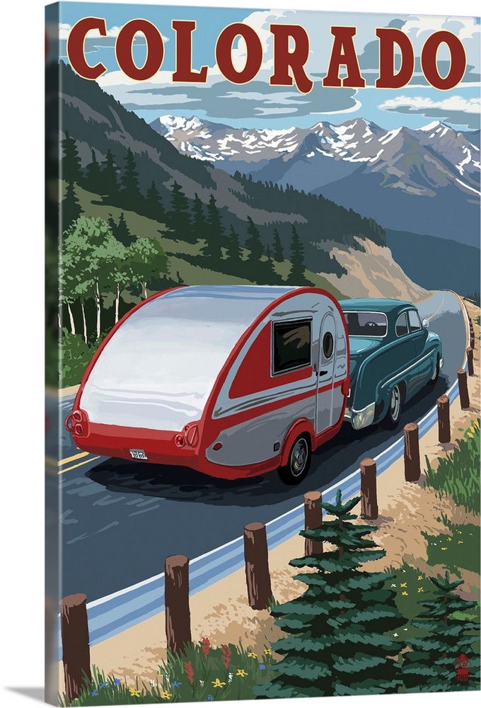 Colorado - Retro Camper: Retro Travel Poster
