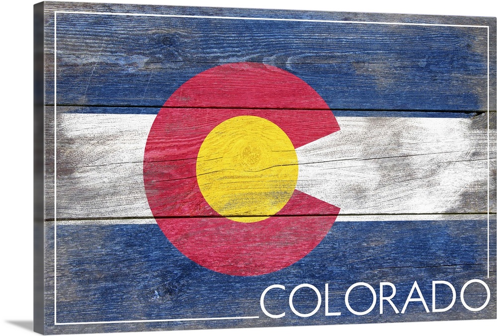 Colorado State Flag with Wood Panel Effect Sticker Decal Set 