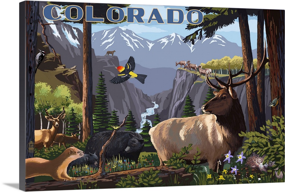Colorado - Wildlife Utopia: Retro Travel Poster
