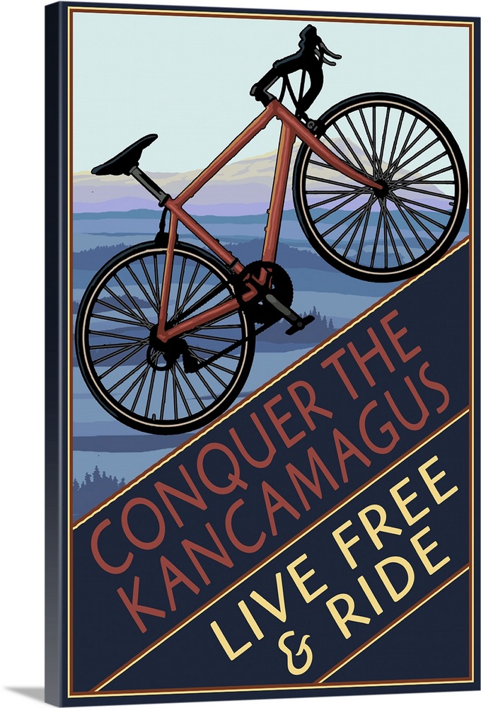 Conquer the Kancamagus, New Hampshire - Mountain Bike: Retro Travel Poster