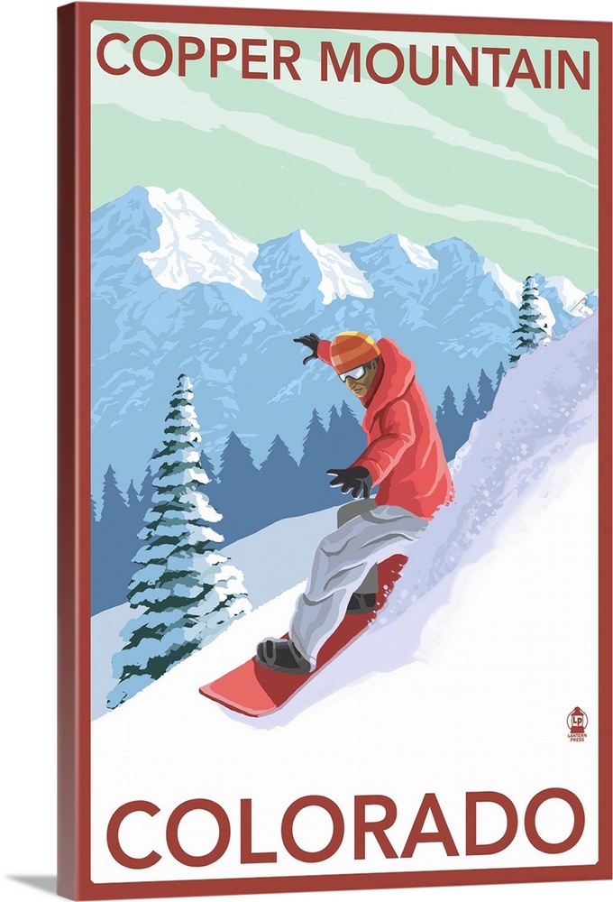 Copper Mountain, Colorado - Downhill Snowboarder: Retro Travel Poster