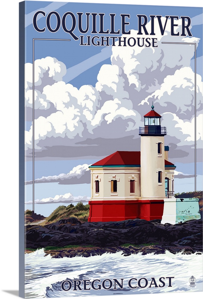 Coquille River Lighthouse - Oregon Coast: Retro Travel Poster