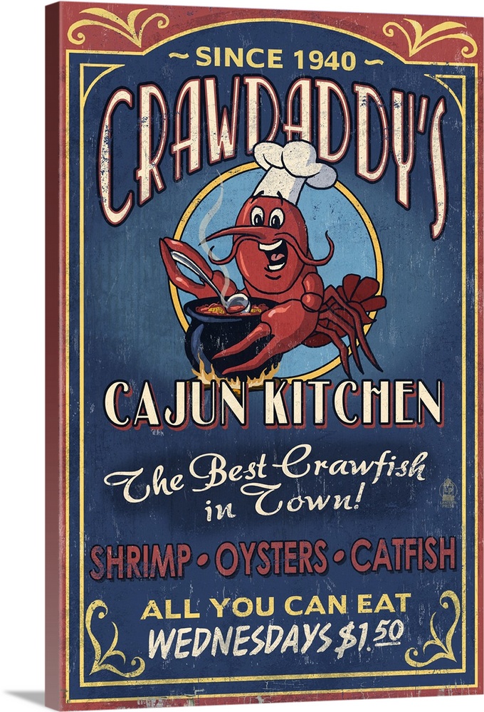 Crawfish, Vintage Sign