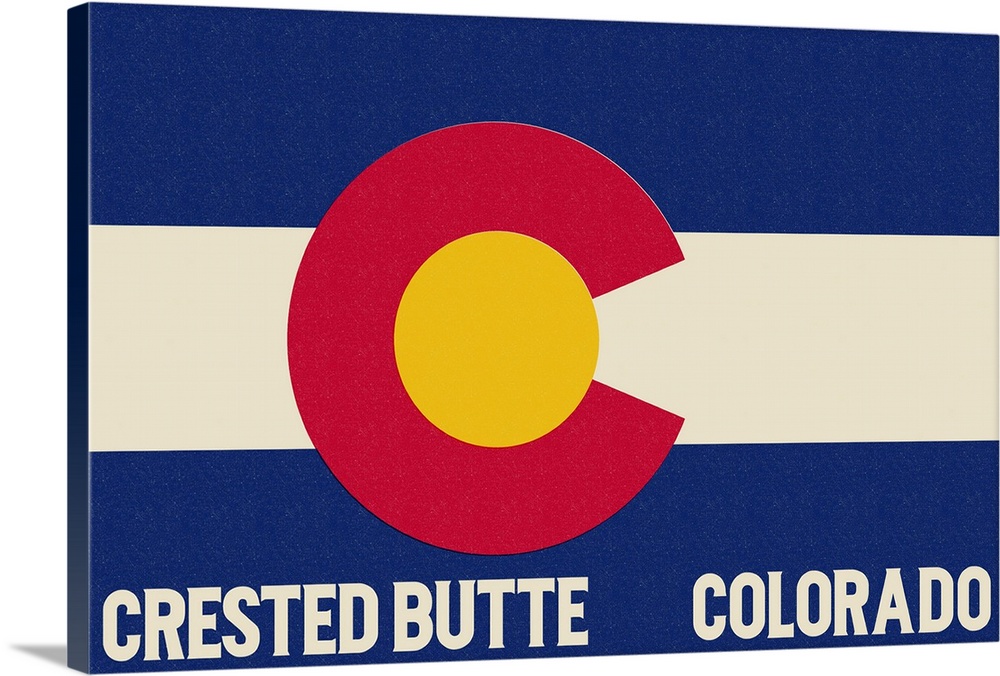 Crested Butte, Colorado - Colorado State Flag: Retro Travel Poster