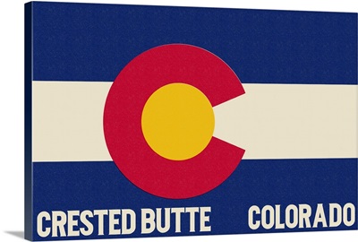 Crested Butte, Colorado - Colorado State Flag: Retro Travel Poster