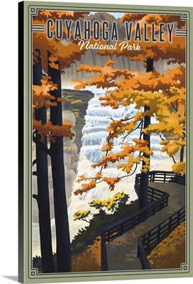 Cuyahoga Valley National Park, Brandywine Falls: Retro Travel Poster